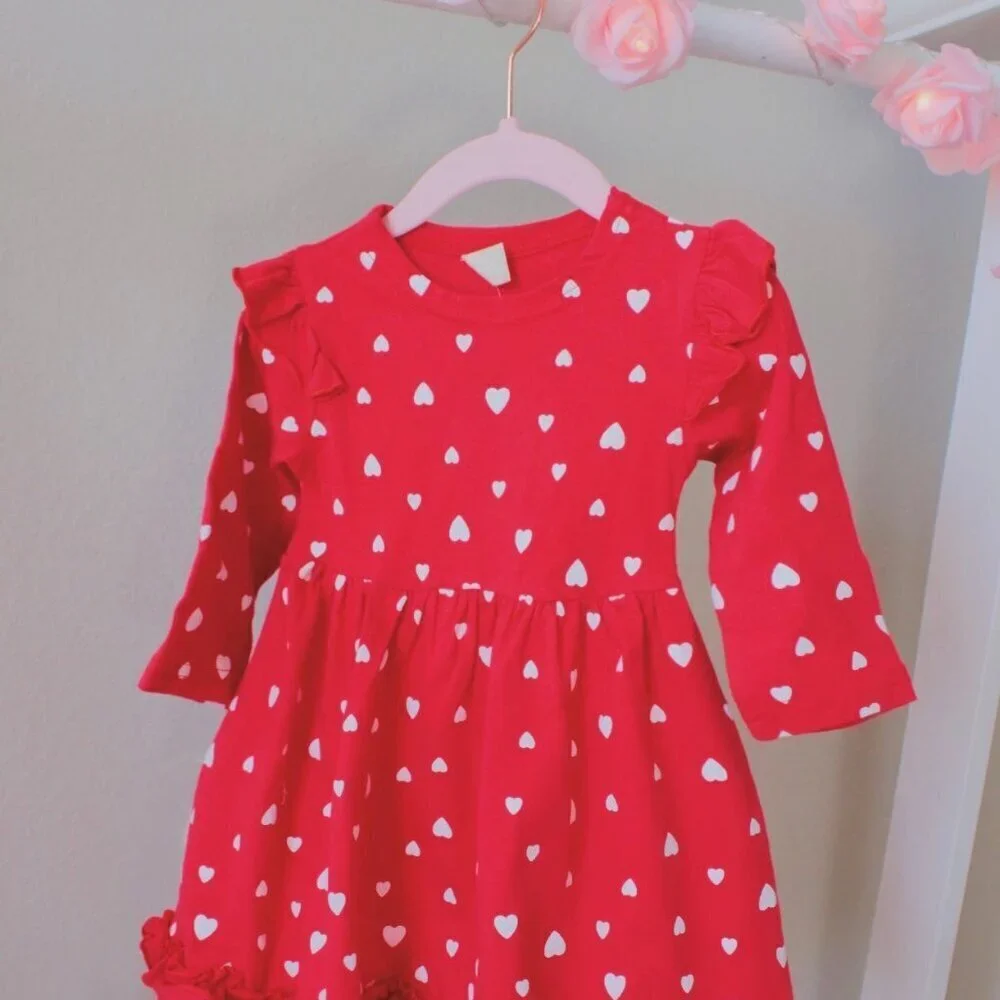 Mini Sweetheart Long Sleeve Baby Dress  Headband Valentine